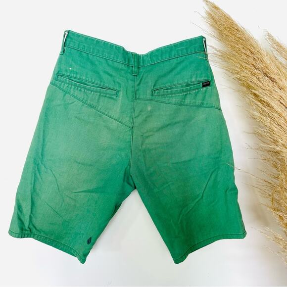 MENS VOLCOM Bright Mint Green Flat Front Cotton Casual Shorts 30 - Picture 6 of 11